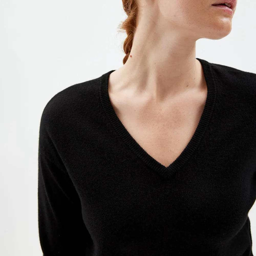 Pierre Robert Overdeler|Sommerull-V-Genser Merinoull Black