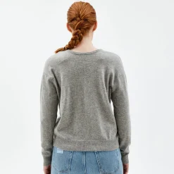 Pierre Robert Overdeler|Sommerull-V-Genser Merinoull Grey Melange