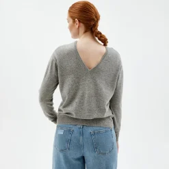 Pierre Robert Overdeler|Sommerull-V-Genser Merinoull Grey Melange